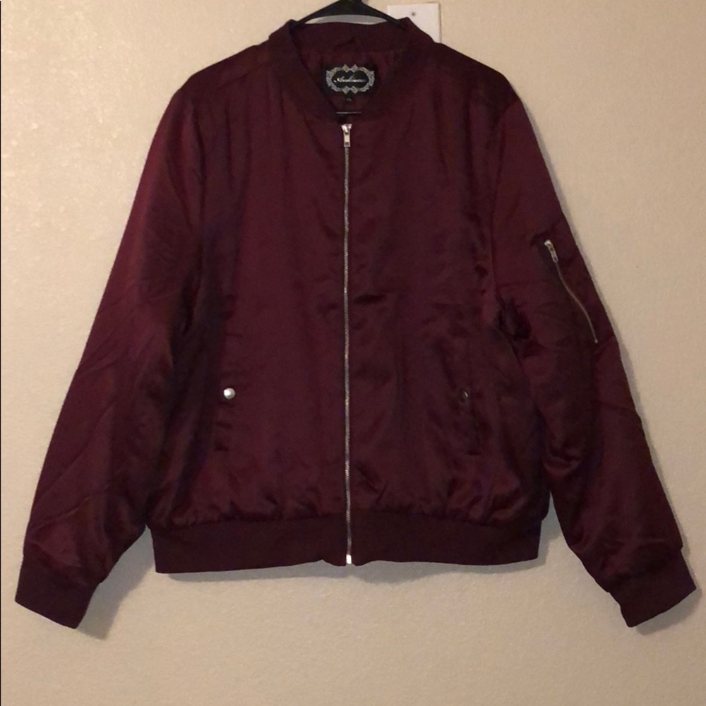 NWOT FN Burgundy Bomber Jacket
